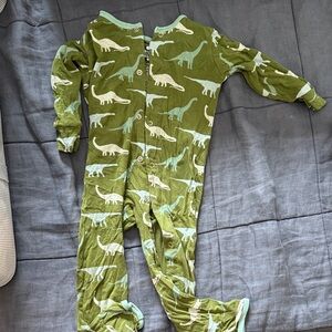 Kickee Pants Olive Dinosaur Print Kids Footie